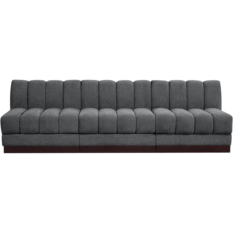 Meridian Furniture Quinn 3-Piece Fabric Modular Sofa in Dark Gray