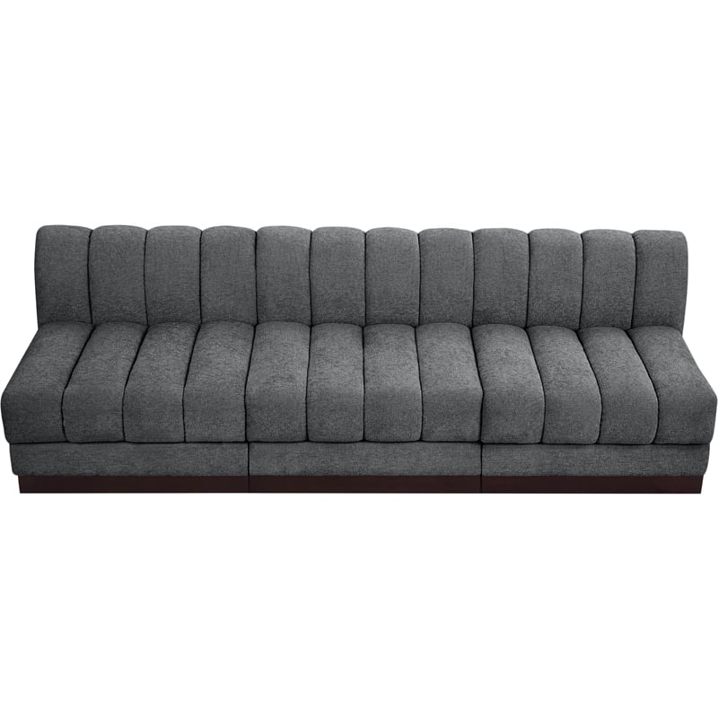 Meridian Furniture Quinn 3-Piece Fabric Modular Sofa in Dark Gray