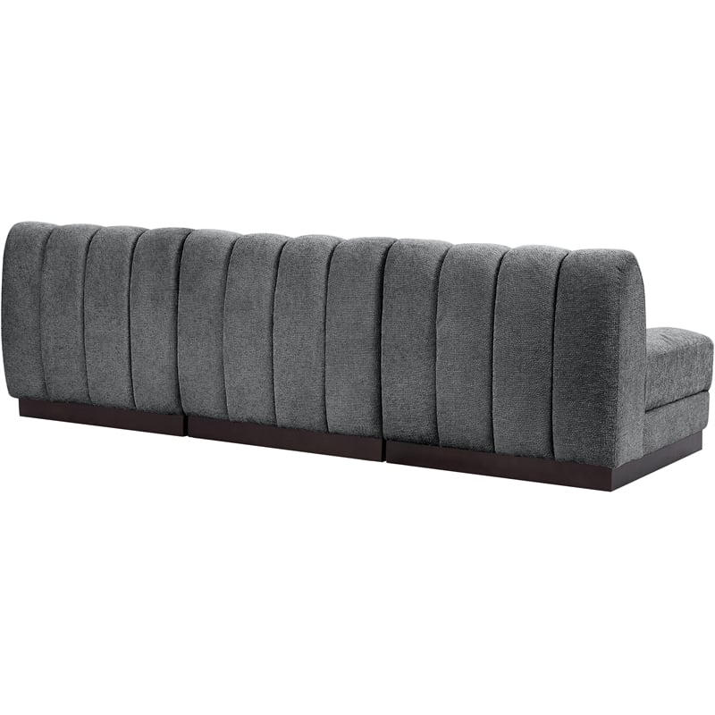 Meridian Furniture Quinn 3-Piece Fabric Modular Sofa in Dark Gray