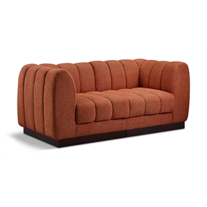 Meridian Furniture Quinn 2-Piece Fabric Modular Sofa in Cognac Orange