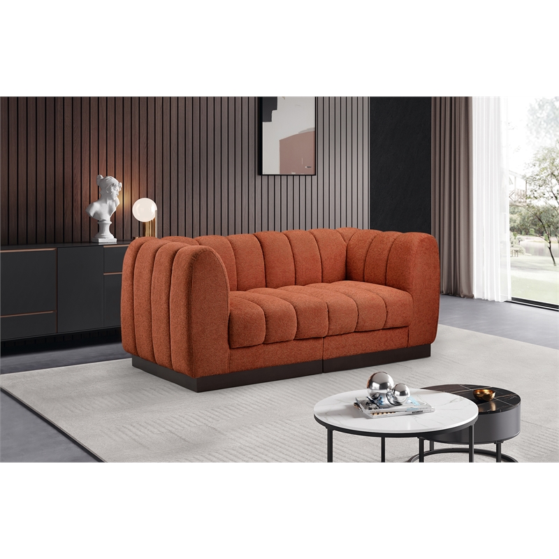 Meridian Furniture Quinn 2-Piece Fabric Modular Sofa in Cognac Orange