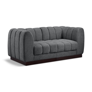 Meridian Furniture Quinn 2-Piece Contemporary Fabric Modular Sofa in Dark Gray