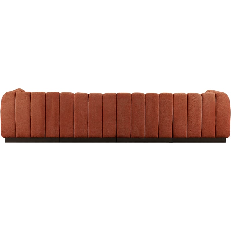 Meridian Furniture Quinn 4-Piece Fabric Modular Sofa in Cognac Orange