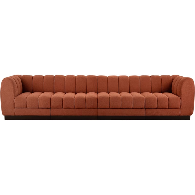 Meridian Furniture Quinn 4-Piece Fabric Modular Sofa in Cognac Orange