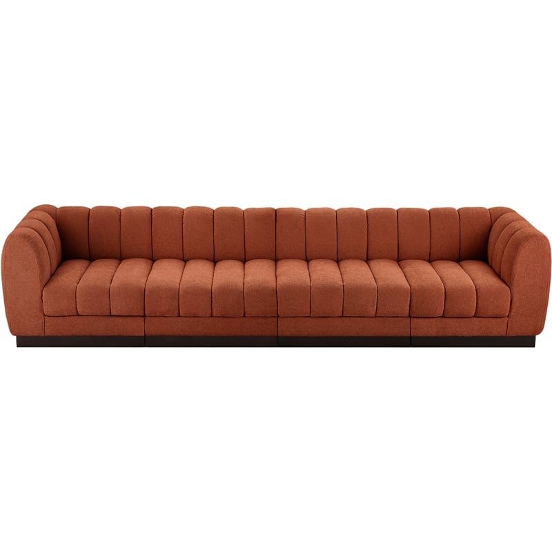 Meridian Furniture Quinn 4-Piece Fabric Modular Sofa in Cognac Orange