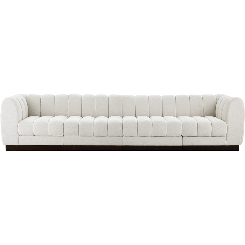 Meridian Furniture Quinn 4-Piece Contemporary Fabric Modular Sofa in Cream