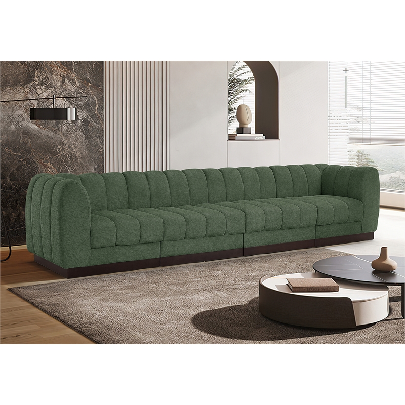 Meridian Furniture Quinn 4-Piece Contemporary Fabric Modular Sofa in Green