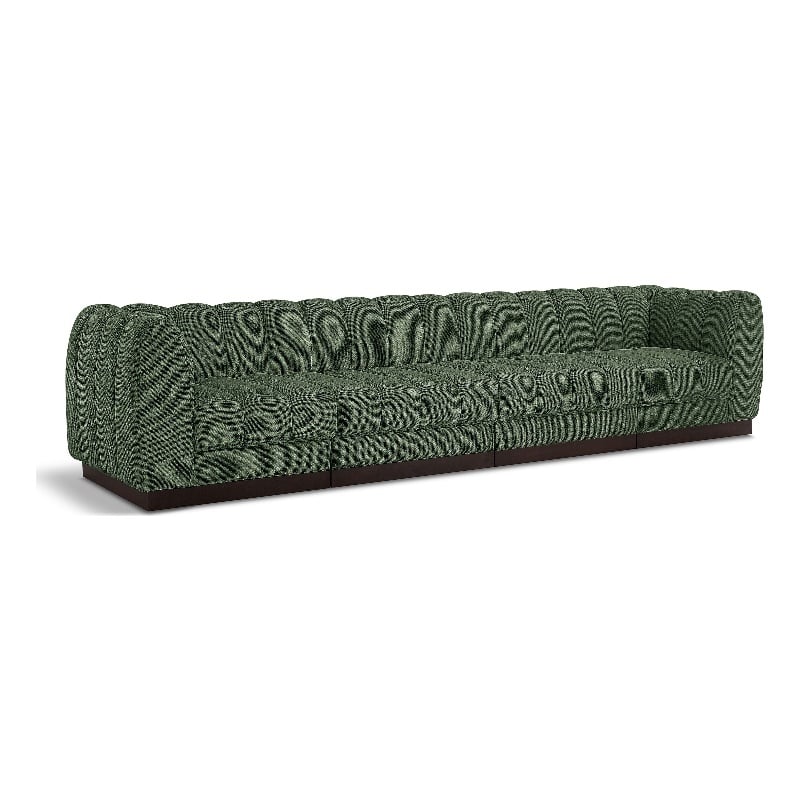 Meridian Furniture Quinn 4-Piece Contemporary Fabric Modular Sofa in Green