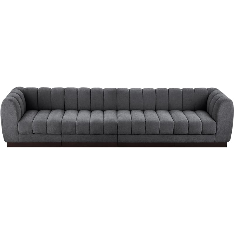 Meridian Furniture Quinn 4-Piece Contemporary Fabric Modular Sofa in Dark Gray
