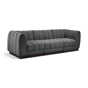 Meridian Furniture Quinn 101&quot 3-Piece Fabric Modular Sofa in Dark Gray