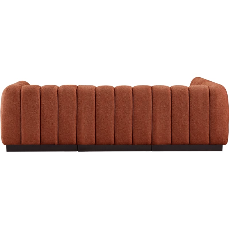 Meridian Furniture Quinn 4-Piece Fabric Modular Sectional in Cognac Orange