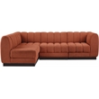 Meridian Furniture Quinn 4-Piece Fabric Modular Sectional in Cognac Orange