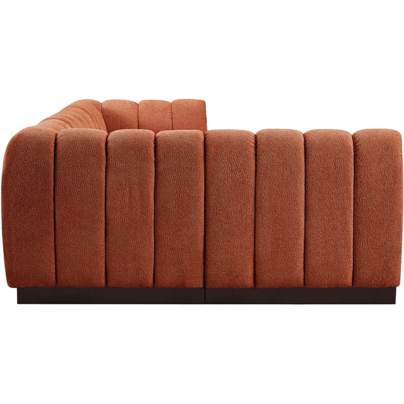 Meridian Furniture Quinn 4-Piece Fabric Modular Sectional in Cognac Orange