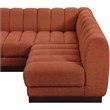 Meridian Furniture Quinn 4-Piece Fabric Modular Sectional in Cognac Orange