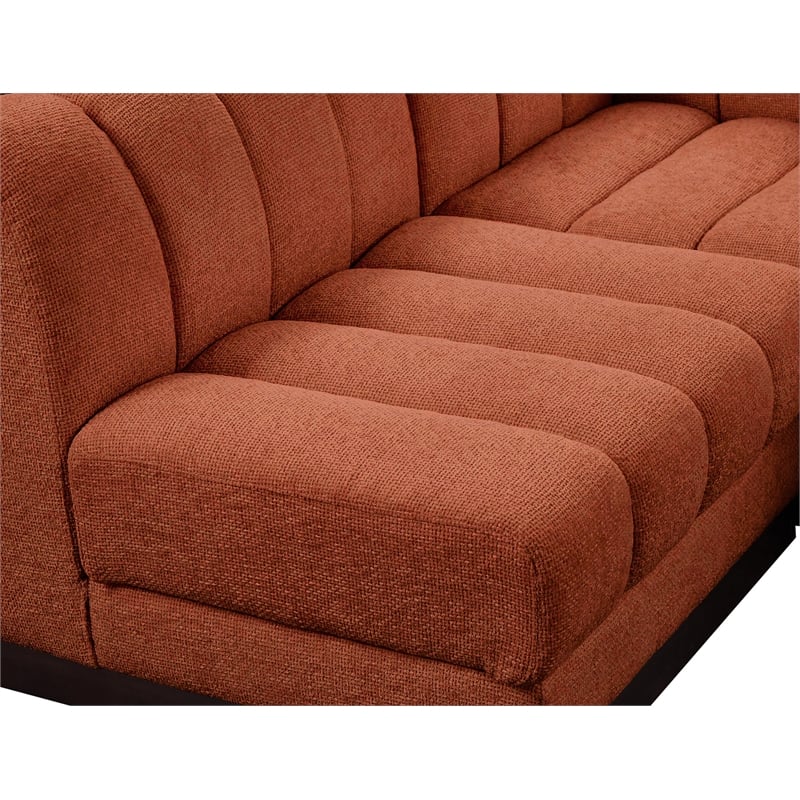 Meridian Furniture Quinn 4-Piece Fabric Modular Sectional in Cognac Orange