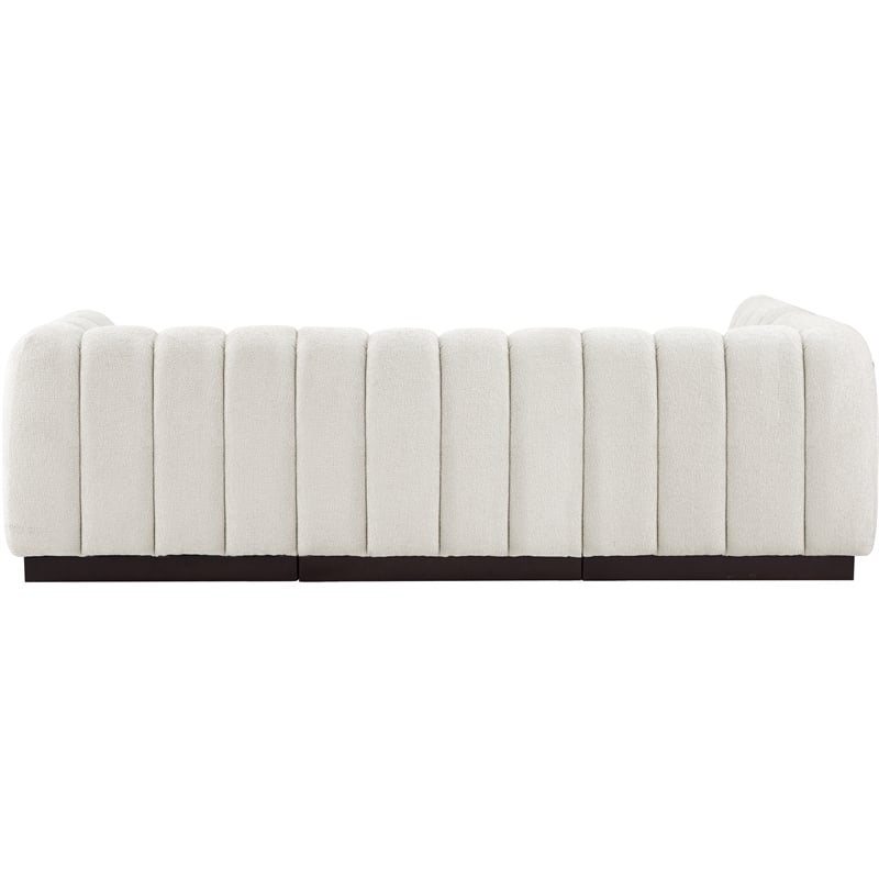 Meridian Furniture Quinn 4-Piece L-Shaped Fabric Modular Sectional in Cream