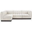 Meridian Furniture Quinn 4-Piece L-Shaped Fabric Modular Sectional in Cream