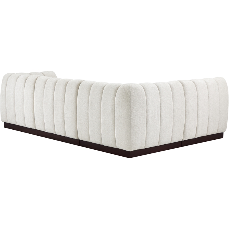 Meridian Furniture Quinn 4-Piece L-Shaped Fabric Modular Sectional in Cream