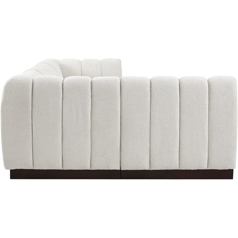 Meridian Furniture Quinn 4-Piece L-Shaped Fabric Modular Sectional in Cream
