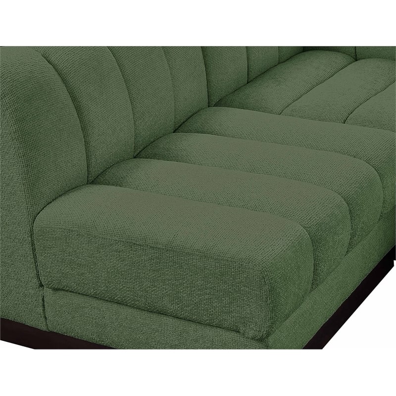 Meridian Furniture Quinn 4-Piece L-Shaped Fabric Modular Sectional in Green
