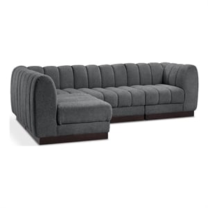 Meridian Furniture Quinn 4-Piece L-Shaped Fabric Modular Sectional in Dark Gray