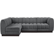 Meridian Furniture Quinn 4-Piece L-Shaped Fabric Modular Sectional in Dark Gray