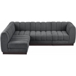 Meridian Furniture Quinn 4-Piece L-Shaped Fabric Modular Sectional in Dark Gray