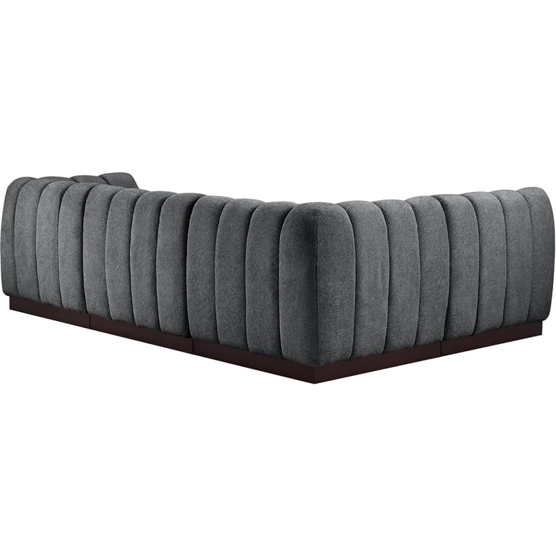 Meridian Furniture Quinn 4-Piece L-Shaped Fabric Modular Sectional in Dark Gray
