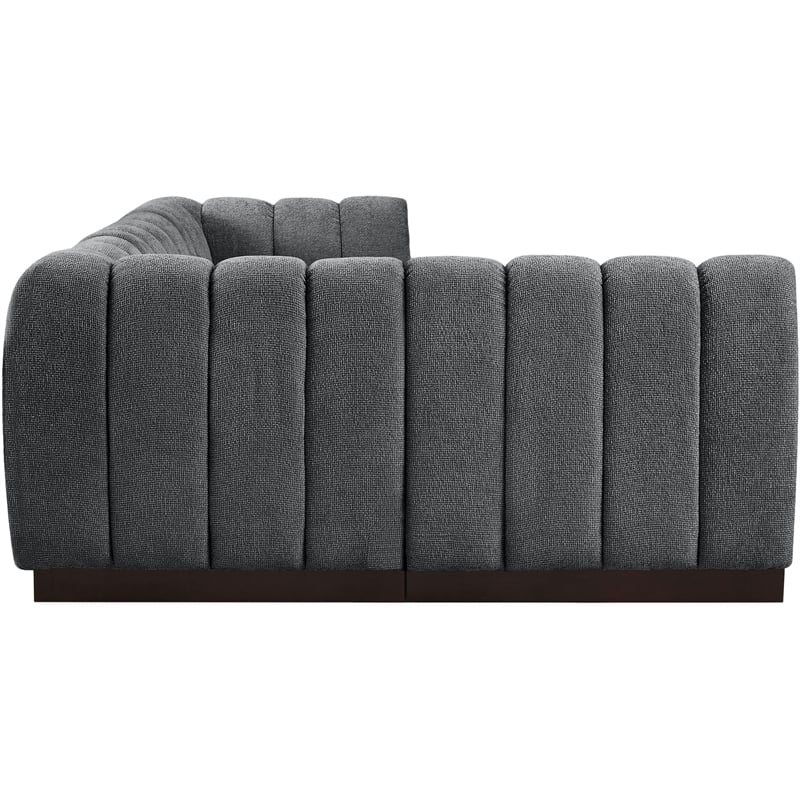 Meridian Furniture Quinn 4-Piece L-Shaped Fabric Modular Sectional in Dark Gray