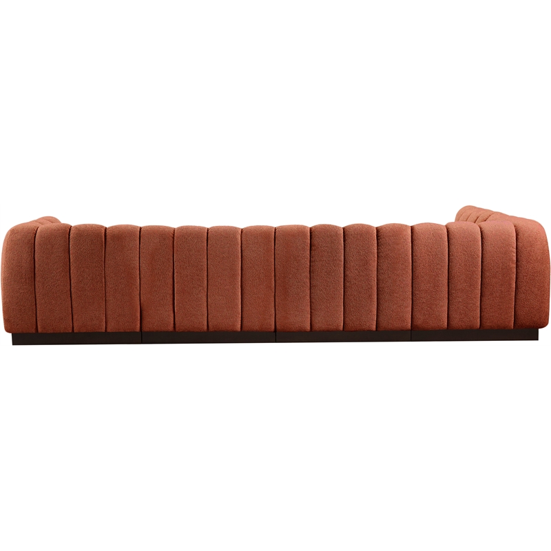 Meridian Furniture Quinn 5-Piece L-Shaped Fabric Modular Sectional in Orange