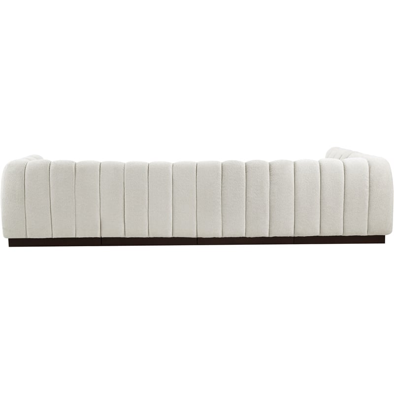 Meridian Furniture Quinn 5-Piece L-Shaped Fabric Modular Sectional in Cream