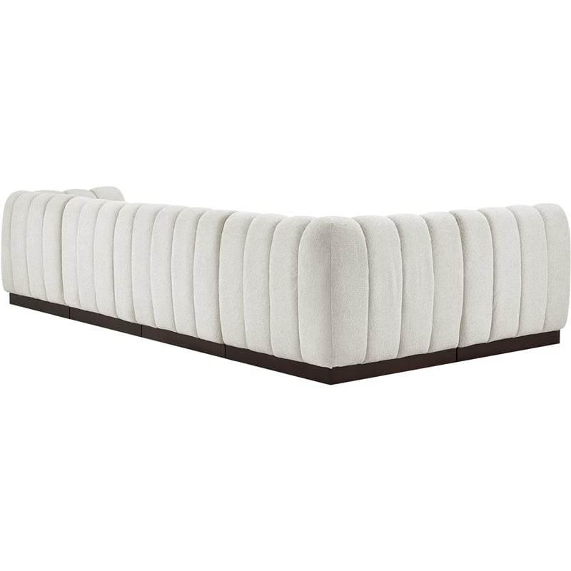 Meridian Furniture Quinn 5-Piece L-Shaped Fabric Modular Sectional in Cream