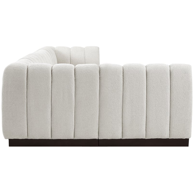 Meridian Furniture Quinn 5-Piece L-Shaped Fabric Modular Sectional in Cream