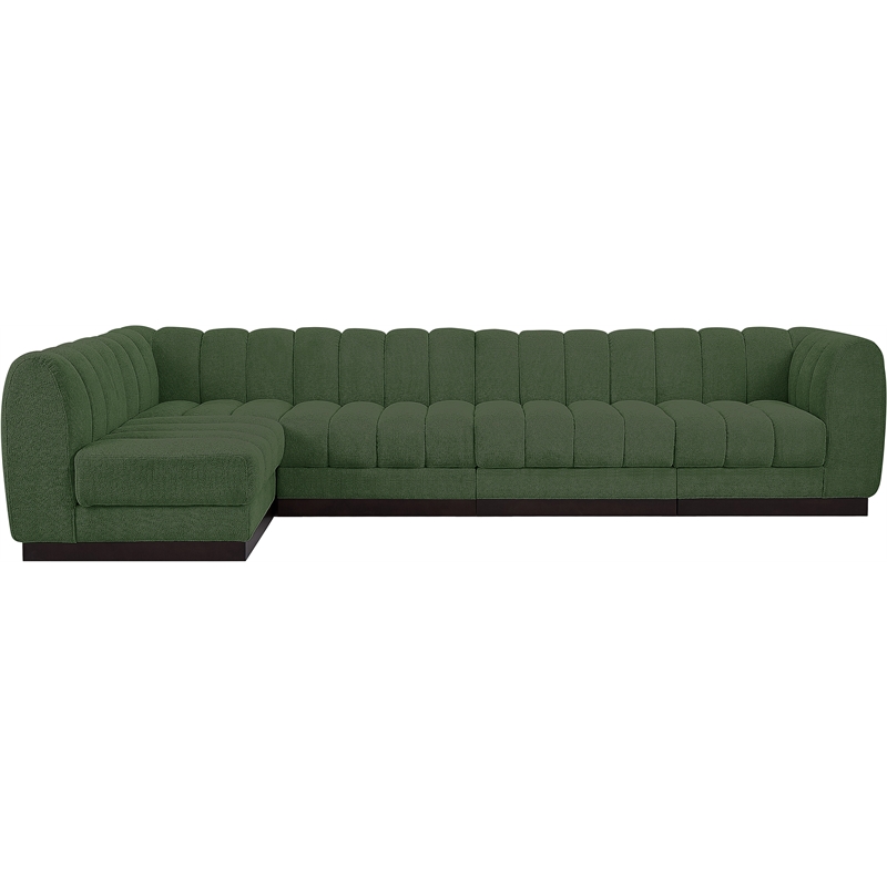 Meridian Furniture Quinn 5-Piece L-Shaped Fabric Modular Sectional in Green