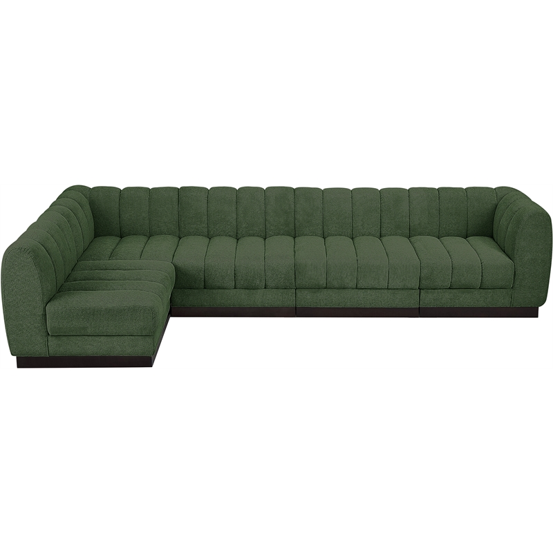Meridian Furniture Quinn 5-Piece L-Shaped Fabric Modular Sectional in Green
