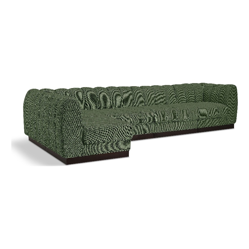 Meridian Furniture Quinn 5-Piece L-Shaped Fabric Modular Sectional in Green
