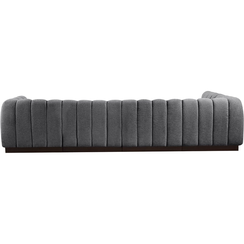 Meridian Furniture Quinn 5-Piece L-Shaped Fabric Modular Sectional in Dark Gray
