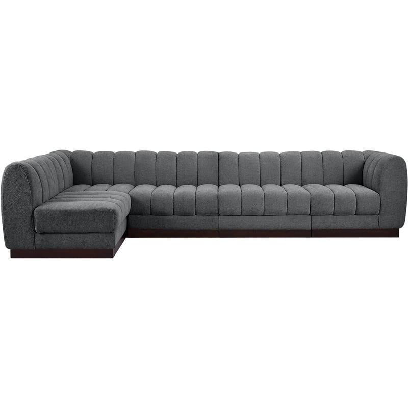 Meridian Furniture Quinn 5-Piece L-Shaped Fabric Modular Sectional in Dark Gray