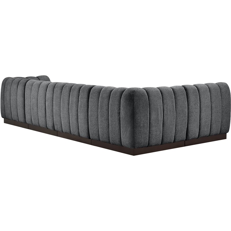 Meridian Furniture Quinn 5-Piece L-Shaped Fabric Modular Sectional in Dark Gray