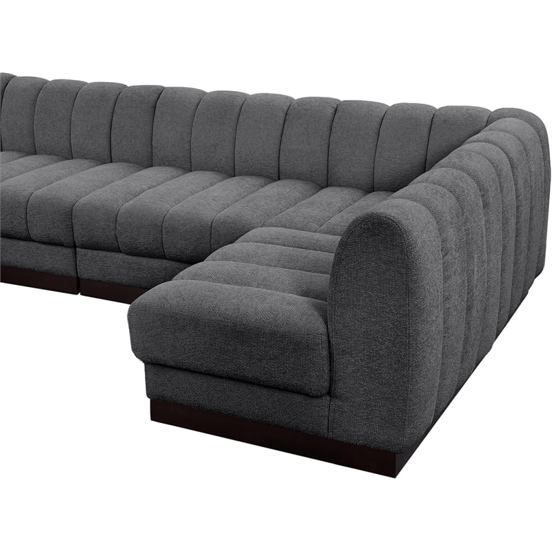 Meridian Furniture Quinn 5-Piece L-Shaped Fabric Modular Sectional in Dark Gray