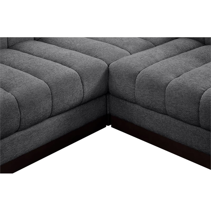 Meridian Furniture Quinn 5-Piece L-Shaped Fabric Modular Sectional in Dark Gray