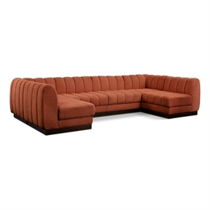 Meridian Furniture Quinn 6-Piece U-Shaped Fabric Modular Sectional in Orange