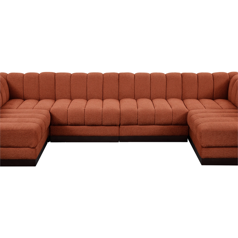 Meridian Furniture Quinn 6-Piece U-Shaped Fabric Modular Sectional in Orange