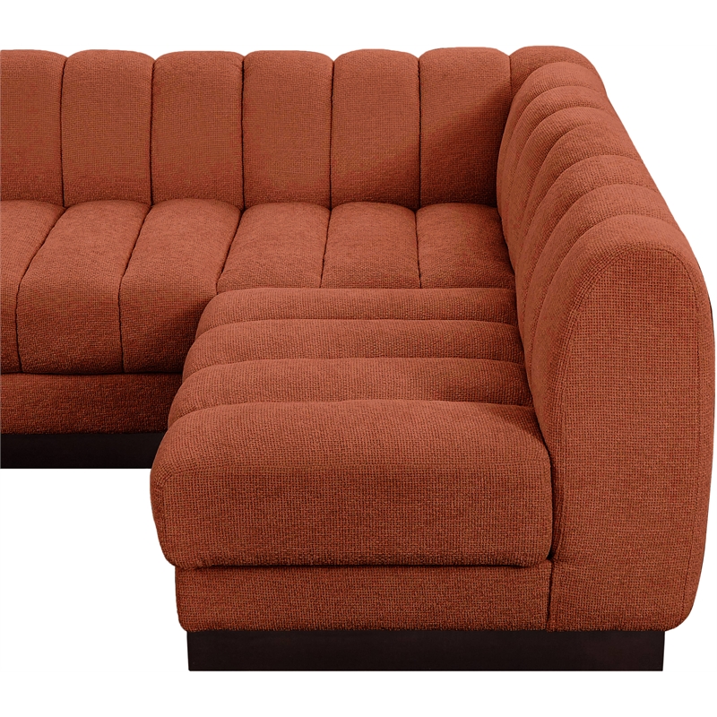 Meridian Furniture Quinn 6-Piece U-Shaped Fabric Modular Sectional in Orange