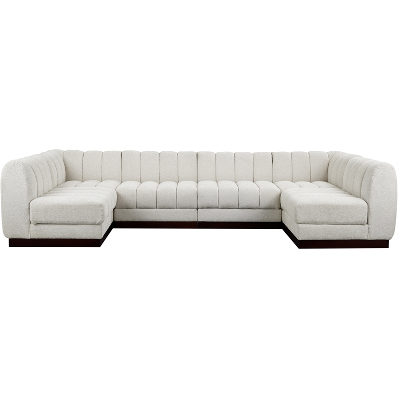 Meridian Furniture Quinn 6-Piece U-Shaped Fabric Modular Sectional in Cream