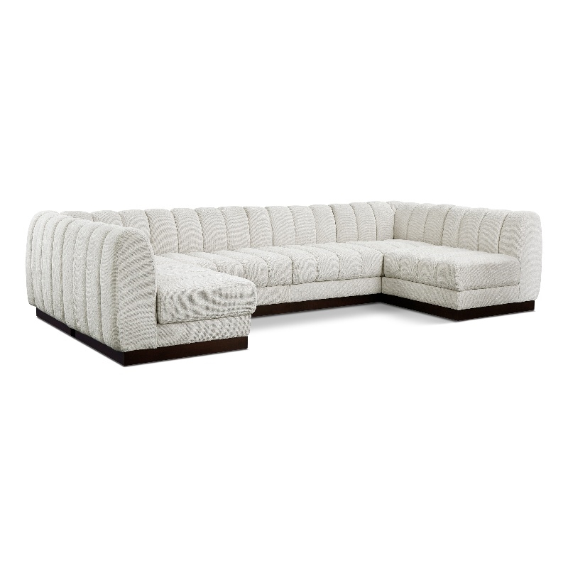 Meridian Furniture Quinn 6-Piece U-Shaped Fabric Modular Sectional in Cream