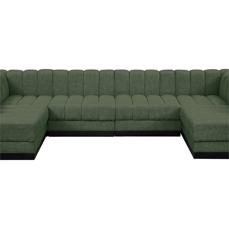 Meridian Furniture Quinn 6-Piece U-Shaped Fabric Modular Sectional in Green