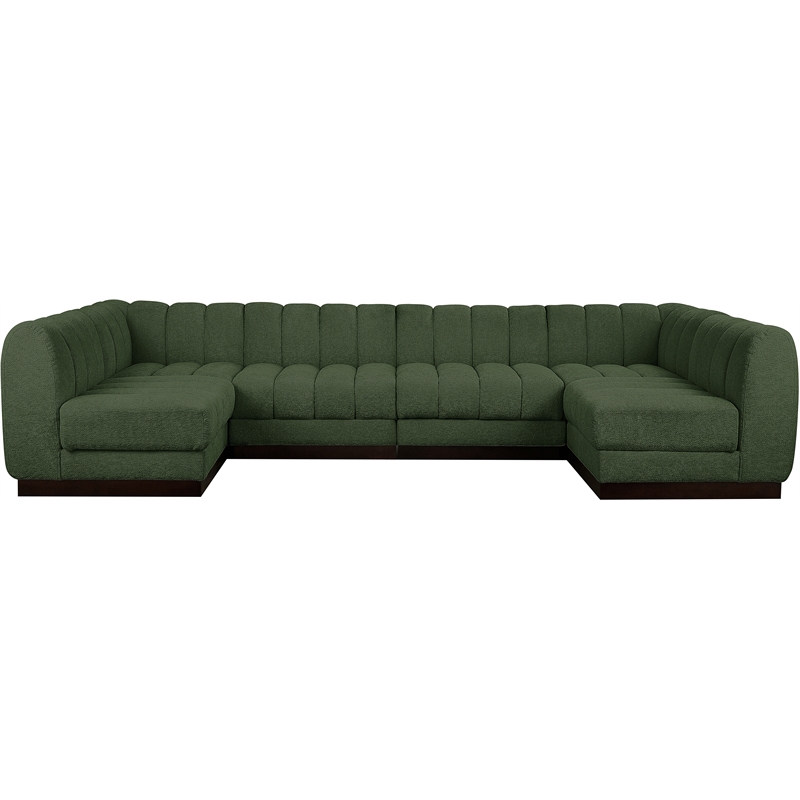 Meridian Furniture Quinn 6-Piece U-Shaped Fabric Modular Sectional in Green