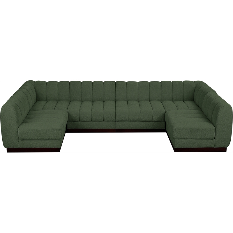 Meridian Furniture Quinn 6-Piece U-Shaped Fabric Modular Sectional in Green