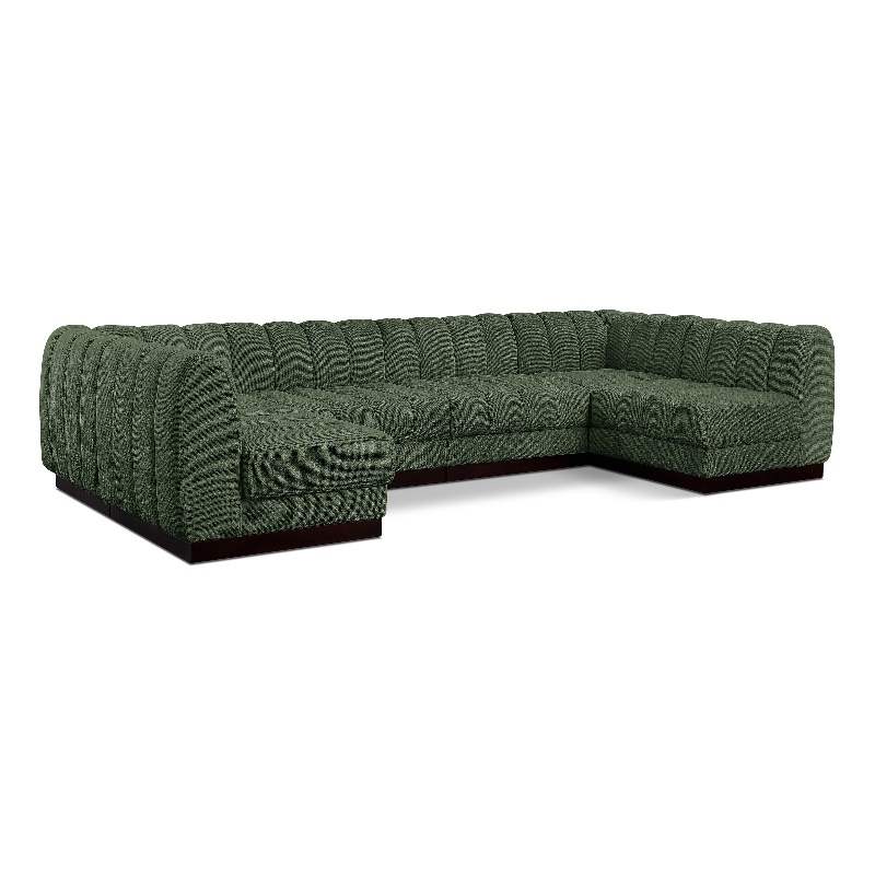 Meridian Furniture Quinn 6-Piece U-Shaped Fabric Modular Sectional in Green
